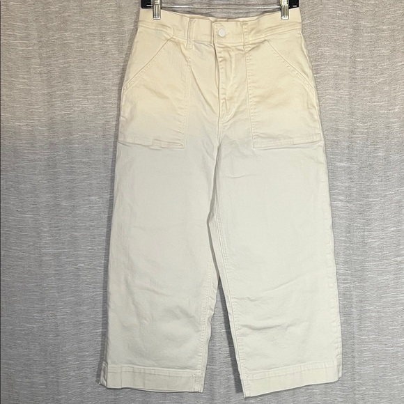 Joe's Jeans Pants - Joe’s Jeans Cream Wide Leg Barrel Style Cropped Ankle Pants Size 30